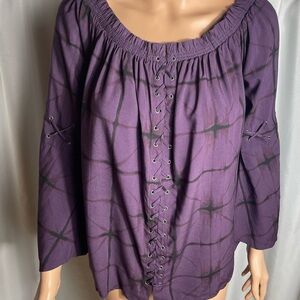Rock & Republic Women’s Size M Purple Women's Top Off Shoulder Ruffle Sleeve